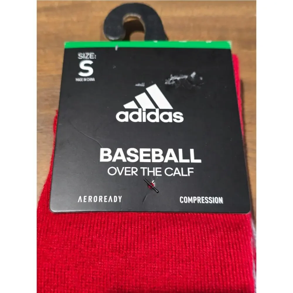 NWT Adidas Baseball Over The Calf Socks Red Size Small Youth 13C-4Y Compression
